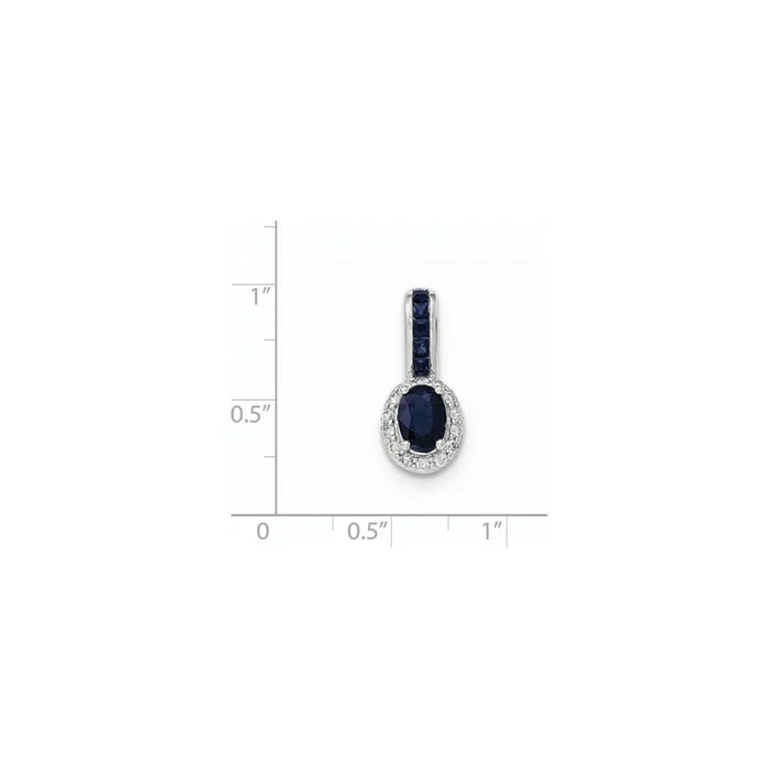 Necklaces Goldia 14K White GoldReal Diamond and Sapphire wHalo Pendant