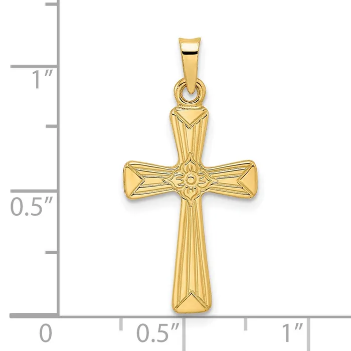 Necklaces Goldia 14k Yellow Gold Polished Solid Floral Center Cross Pendant