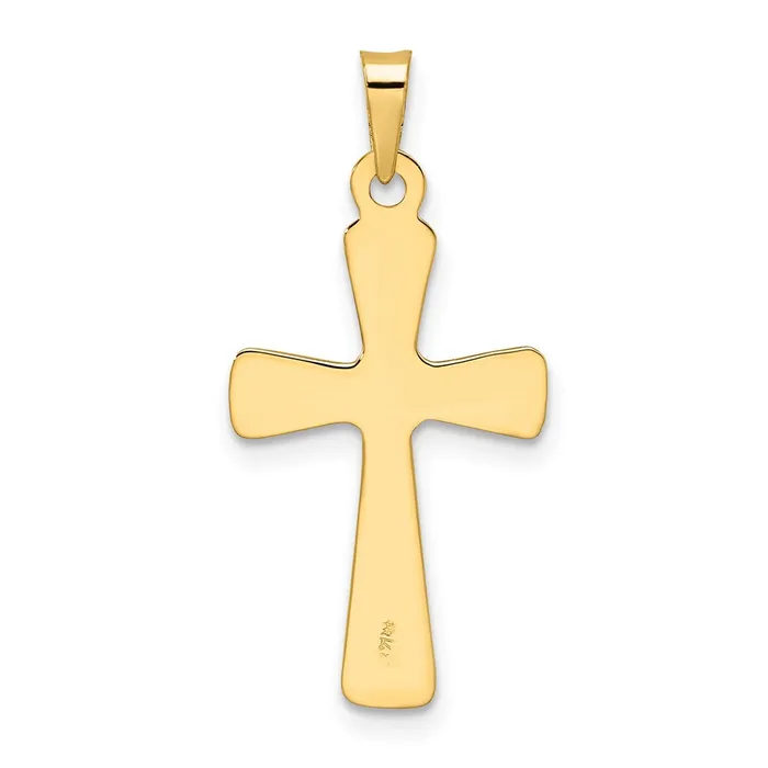 Necklaces Goldia 14k Yellow Gold Polished Solid Floral Center Cross Pendant