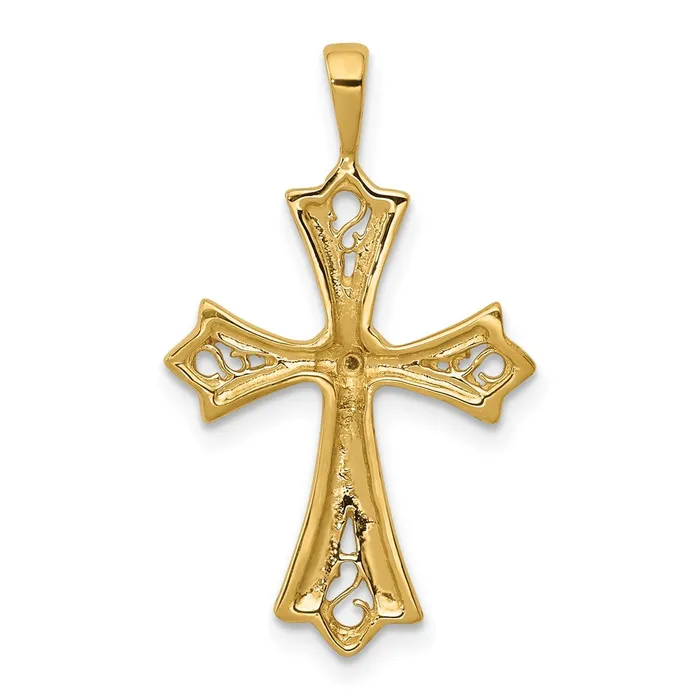 Necklaces Goldia Solid 14k Yellow Gold AA Simulated CZ Cross w Heart Center Pendant Necklaces Goldia Solid 14k Yellow Gold AA Simulated CZ Cross w Heart Center Pendant