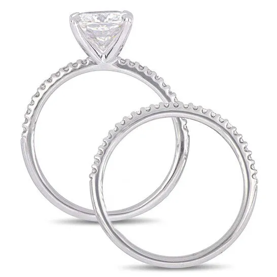 Original Amour 14 CT DIAMOND TW AND 2 CT TGW Created MOISSANITEWHITE BRIDAL RING SET 14K WHITE GOLD JMS005321 JMS always Rings