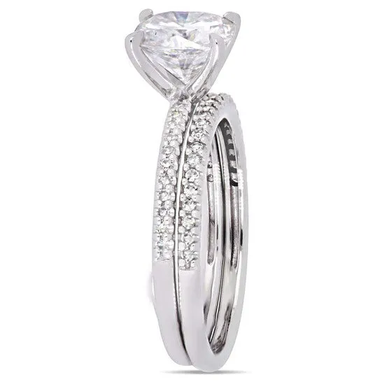 Original Amour 14 CT DIAMOND TW AND 2 CT TGW Created MOISSANITEWHITE BRIDAL RING SET 14K WHITE GOLD JMS005321 JMS always Rings