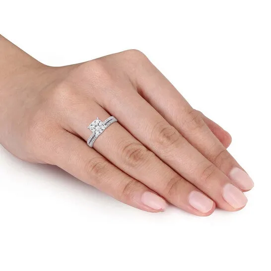 Original Amour 14 CT DIAMOND TW AND 2 CT TGW Created MOISSANITEWHITE BRIDAL RING SET 14K WHITE GOLD JMS005321 JMS always Rings