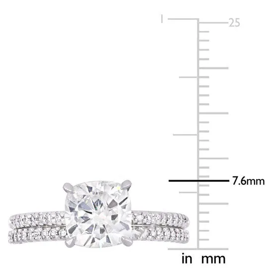 Original Amour 14 CT DIAMOND TW AND 2 CT TGW Created MOISSANITEWHITE BRIDAL RING SET 14K WHITE GOLD JMS005321 JMS always Rings