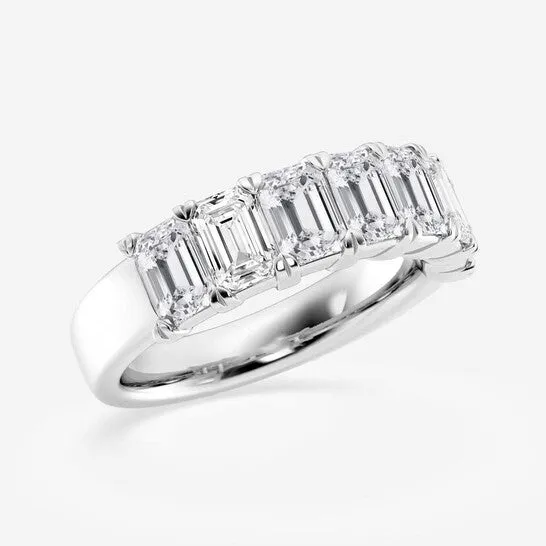 Original Brilliant Diamond 14K White Gold 3 CTTW EmeraldCut LAB GROWN Diamond Seven Stone Anniversary Band FG SI1 JMS always Rings Original Brilliant Diamond 14K White Gold 3 CTTW EmeraldCut LAB GROWN Diamond Seven Stone Anniversary Band FG SI1 JMS always Rings