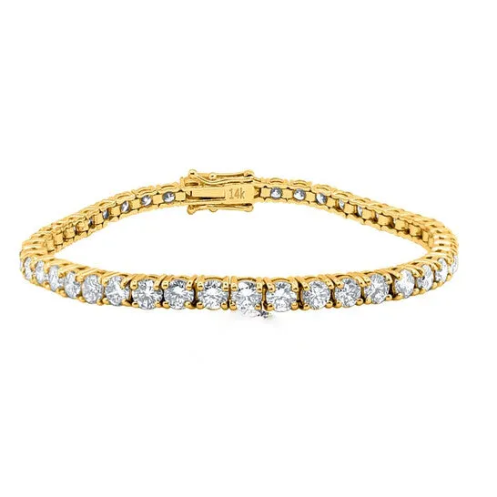 Original MAULIJEWELS 300 Carat Brilliant Cut Lab Grown Diamond Tennis Bracelet For Women In 14K Yellow Solid Gold JMS always Bracelets