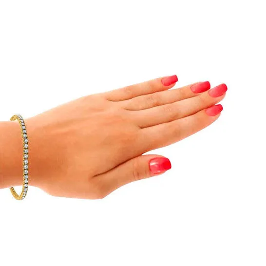 Original MAULIJEWELS 300 Carat Brilliant Cut Lab Grown Diamond Tennis Bracelet For Women In 14K Yellow Solid Gold JMS always Bracelets