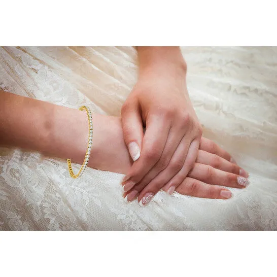 Original MAULIJEWELS 300 Carat Brilliant Cut Lab Grown Diamond Tennis Bracelet For Women In 14K Yellow Solid Gold JMS always Bracelets