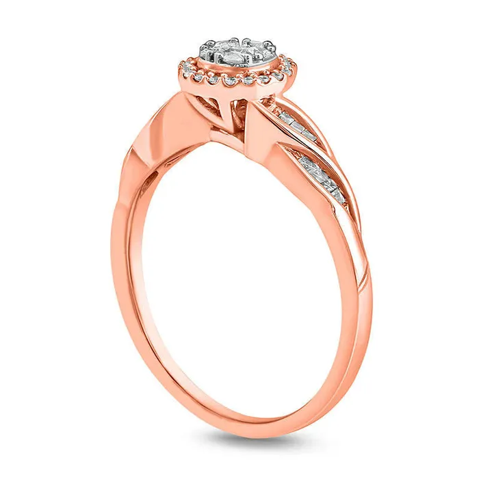 Rings Goldia 025 CT TW Composite Natural Diamond Frame Twist Promise Ring in Solid 10K Rose Gold Rings Goldia 025 CT TW Composite Natural Diamond Frame Twist Promise Ring in Solid 10K Rose Gold