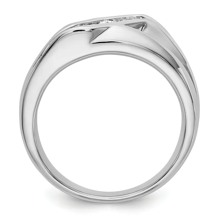 Rings Goldia 034ct CZ Solid Real 14K White Gold Mens Wedding Band Ring