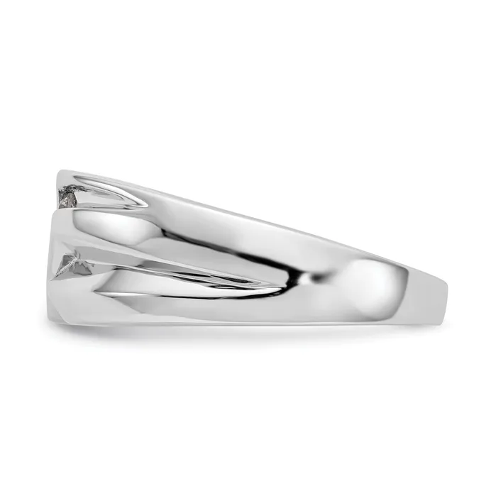 Rings Goldia 034ct CZ Solid Real 14K White Gold Mens Wedding Band Ring