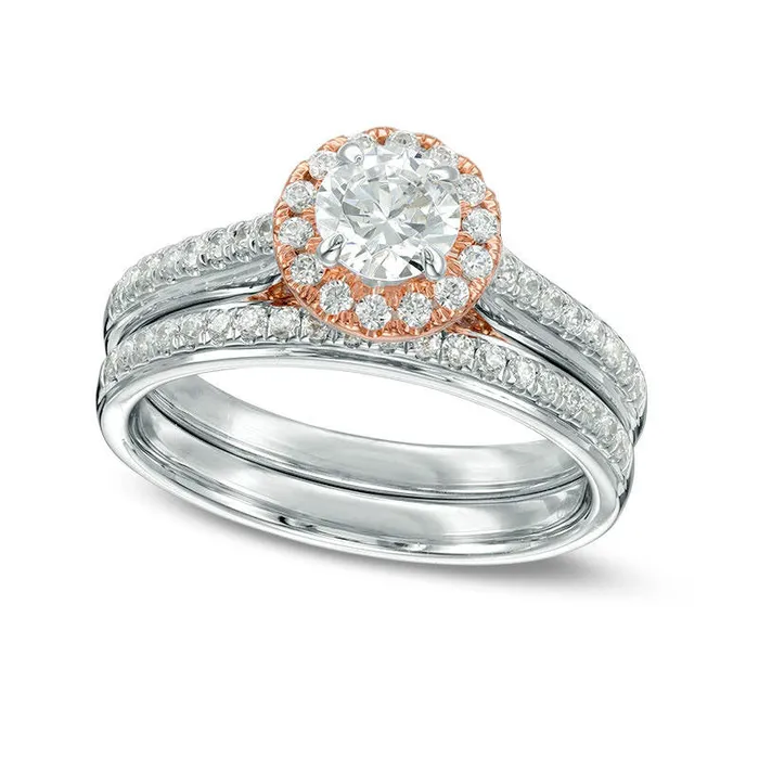 Rings Goldia 10 CT TW Natural Diamond Frame Bridal Engagement Ring Set in Solid 14K TwoTone Gold Rings Goldia 10 CT TW Natural Diamond Frame Bridal Engagement Ring Set in Solid 14K TwoTone Gold