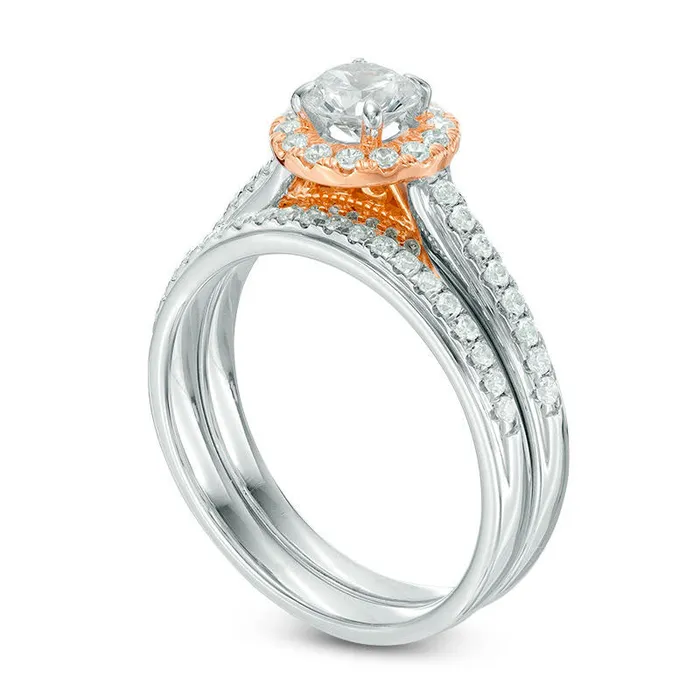 Rings Goldia 10 CT TW Natural Diamond Frame Bridal Engagement Ring Set in Solid 14K TwoTone Gold Rings Goldia 10 CT TW Natural Diamond Frame Bridal Engagement Ring Set in Solid 14K TwoTone Gold