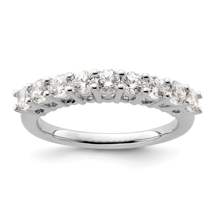 Rings Goldia 100ct CZ Solid Real 14K White Gold 9Stone Wedding Band Ring