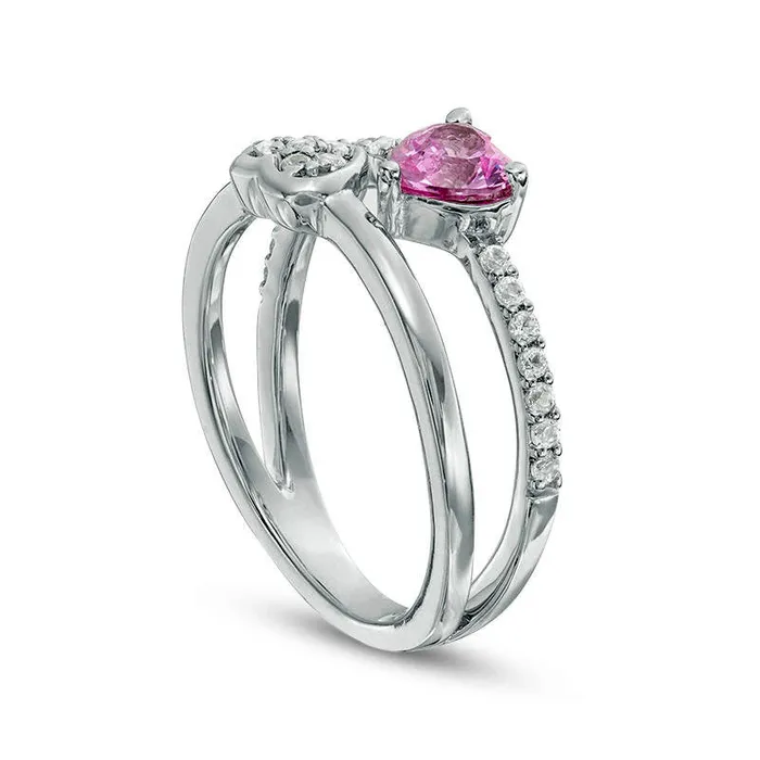 Rings Goldia LabCreated Pink and White Sapphire Composite Mirrored Hearts Split Shank Ring in Sterling Silver Rings Goldia LabCreated Pink and White Sapphire Composite Mirrored Hearts Split Shank Ring in Sterling Silver