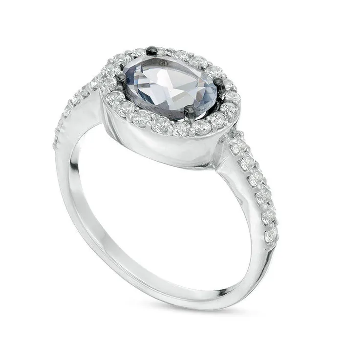 Rings Goldia Sideways Oval LabCreated Grey Spinel and White Sapphire Frame Ring in Sterling Silver Rings Goldia Sideways Oval LabCreated Grey Spinel and White Sapphire Frame Ring in Sterling Silver