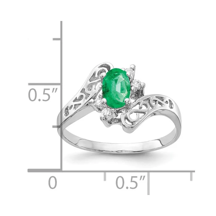 Rings Goldia Solid 14k White Gold 6x4mm Oval Simulated Emerald A CZ Ring