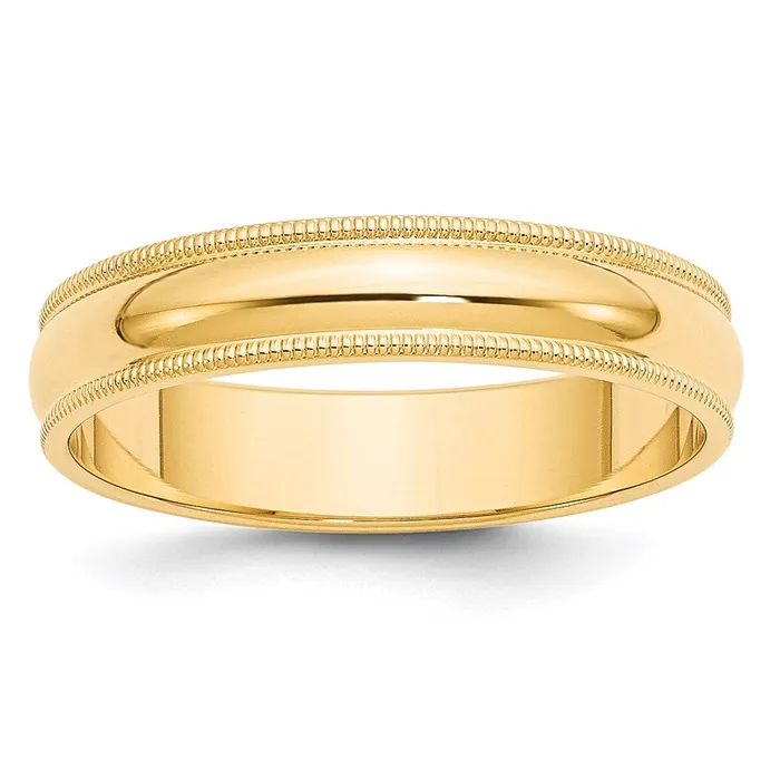 Rings Goldia Solid 18K Yellow Gold 5mm Milgrain HalfRound Wedding MensWomens Wedding Band Ring Size 11
