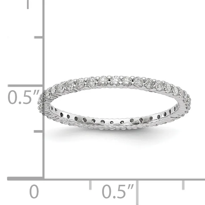 Rings Goldia Solid Real 14k White Gold Polished Shared Prong 12ct CZ Eternity Wedding Band Ring