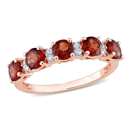 Rings Original Amour 1 35 CT TGW Garnet and White Topaz Semi Eternity Ring in Rose Plated Sterling Silver JMS always Rings Original Amour 1 35 CT TGW Garnet and White Topaz Semi Eternity Ring in Rose Plated Sterling Silver JMS always