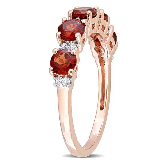 Rings Original Amour 1 35 CT TGW Garnet and White Topaz Semi Eternity Ring in Rose Plated Sterling Silver JMS always Rings Original Amour 1 35 CT TGW Garnet and White Topaz Semi Eternity Ring in Rose Plated Sterling Silver JMS always