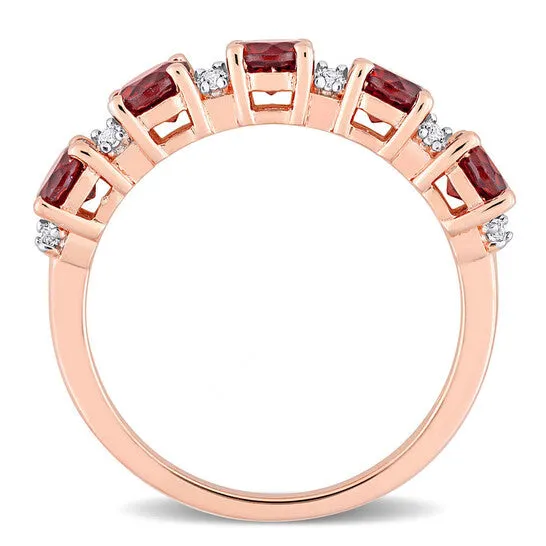 Rings Original Amour 1 35 CT TGW Garnet and White Topaz Semi Eternity Ring in Rose Plated Sterling Silver JMS always Rings Original Amour 1 35 CT TGW Garnet and White Topaz Semi Eternity Ring in Rose Plated Sterling Silver JMS always