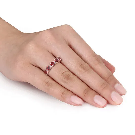 Rings Original Amour 1 35 CT TGW Garnet and White Topaz Semi Eternity Ring in Rose Plated Sterling Silver JMS always Rings Original Amour 1 35 CT TGW Garnet and White Topaz Semi Eternity Ring in Rose Plated Sterling Silver JMS always