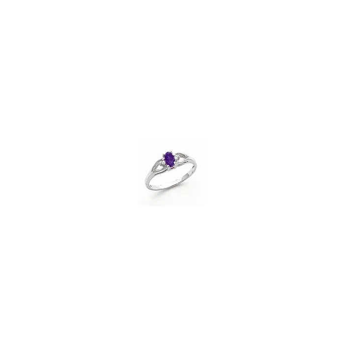 Rings Solid 14k White Gold 5x3mm Oval Tsavorite VS Simulated CZ Ring Goldia