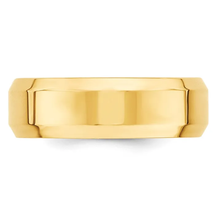 Rings Solid 14K Yellow Gold 7mm Bevel Edge Comfort Fit MensWomens Wedding Band Ring Size 65 Goldia Rings Solid 14K Yellow Gold 7mm Bevel Edge Comfort Fit MensWomens Wedding Band Ring Size 65 Goldia