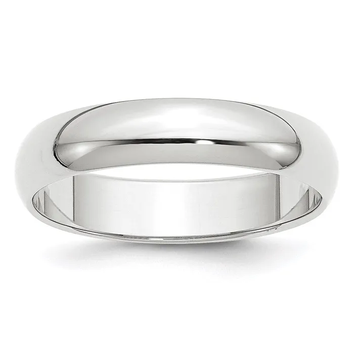 Rings Solid 18K White Gold 5mm Half Round MensWomens Wedding Band Ring Size 135 Goldia
