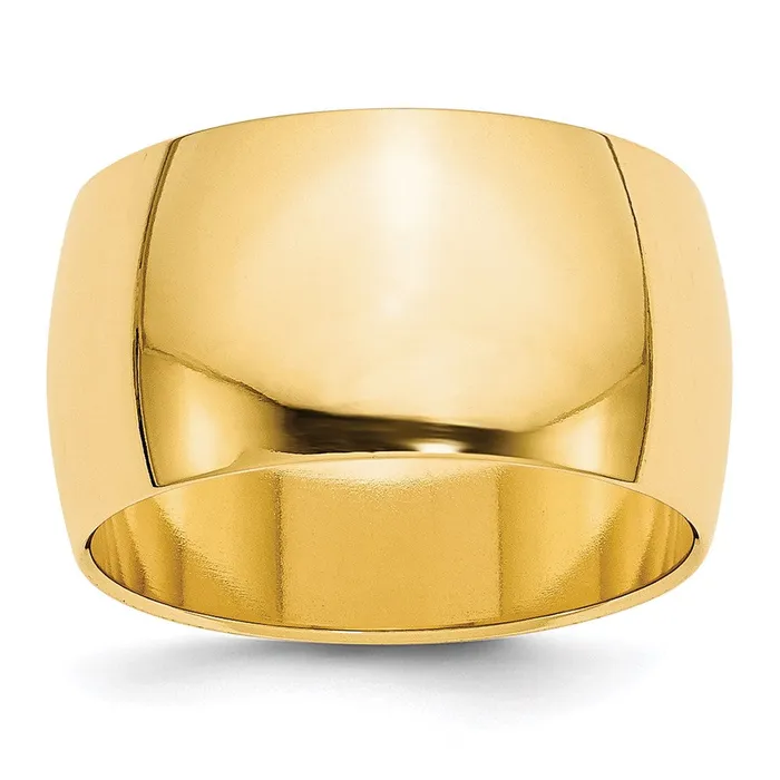 Solid 10K Yellow Gold 12mm Half Round MensWomens Wedding Band Ring Size 45 Goldia Rings
