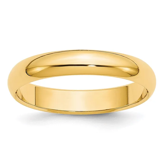 Solid 10K Yellow Gold 4mm HalfRound Wedding MensWomens Wedding Band Ring Size 12 Goldia Rings