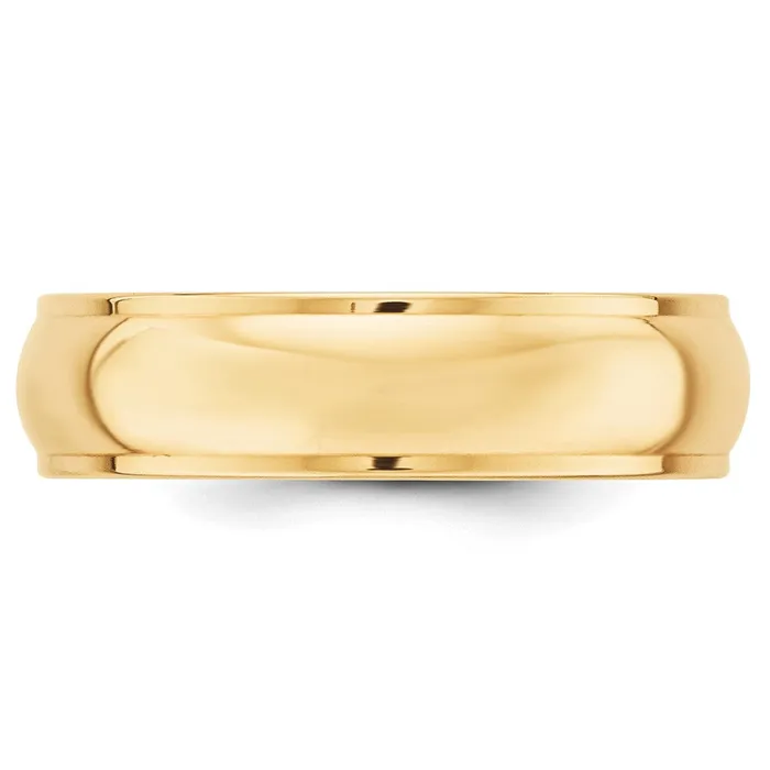 Solid 10K Yellow Gold 6mm Half Round with Edge MensWomens Wedding Band Ring Size 5 Goldia Rings