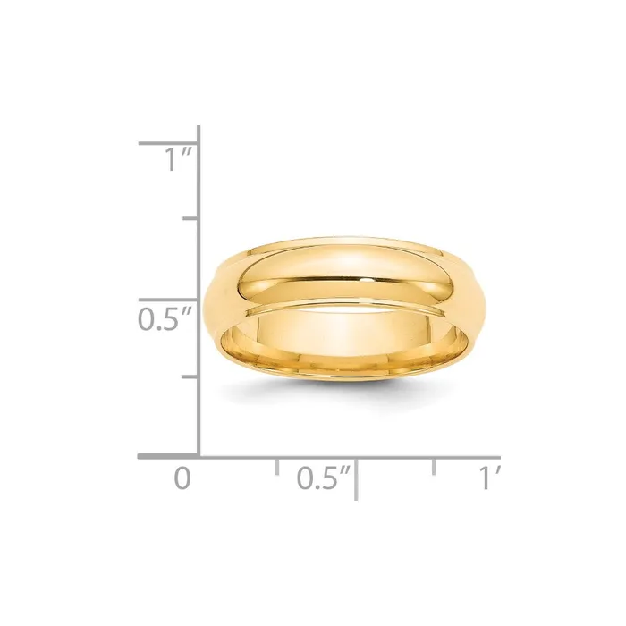 Solid 10K Yellow Gold 6mm Half Round with Edge MensWomens Wedding Band Ring Size 5 Goldia Rings