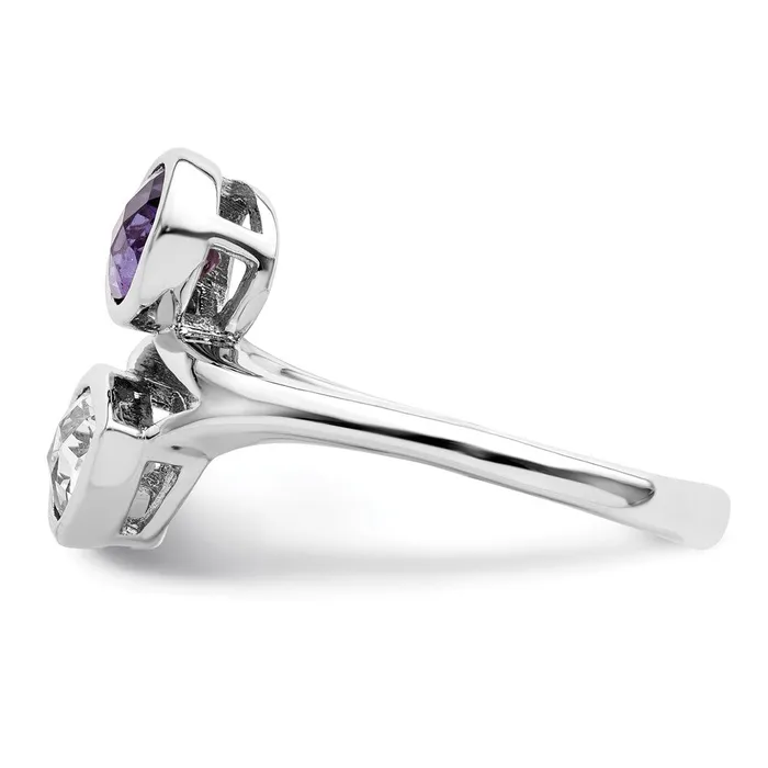 Sterling Silver Rhodiumplated Pear Shape Amethyst u0026 White Topaz Ring Goldia Rings