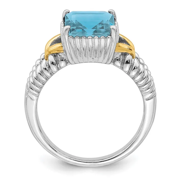 Sterling Silver Rhodium w Flash Goldplate Sky Blue Topaz Ring Goldia Rings