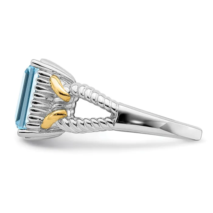 Sterling Silver Rhodium w Flash Goldplate Sky Blue Topaz Ring Goldia Rings