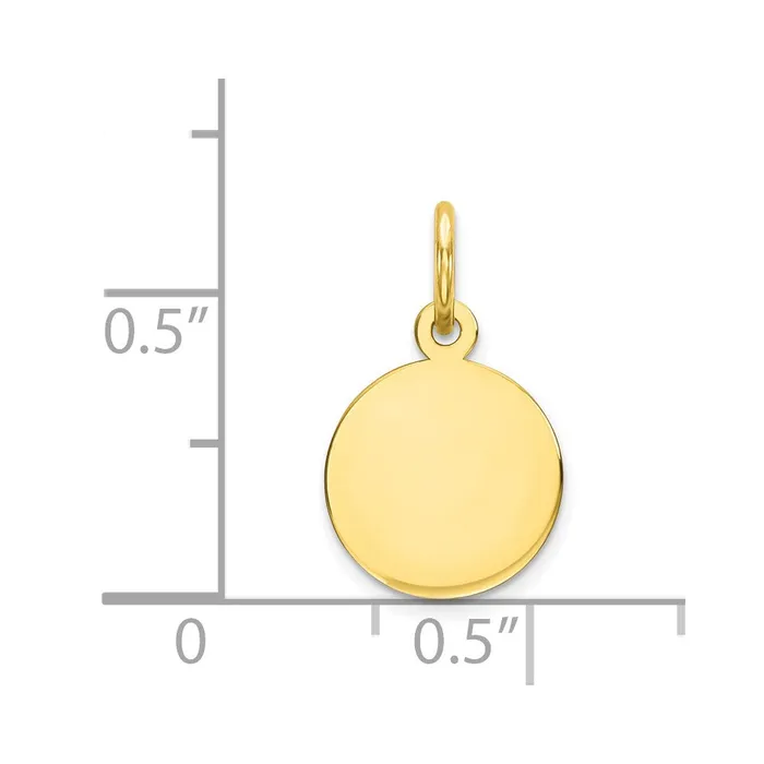 10K Plain 018 Gauge Circular Engravable Disc Charm TreasureFineJewelers Charm Necklaces