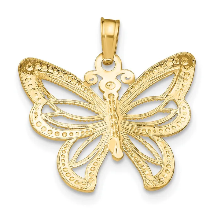 10K wRhodium Butterfly W White Gold Beaded Wings Charm TreasureFineJewelers Charm Necklaces