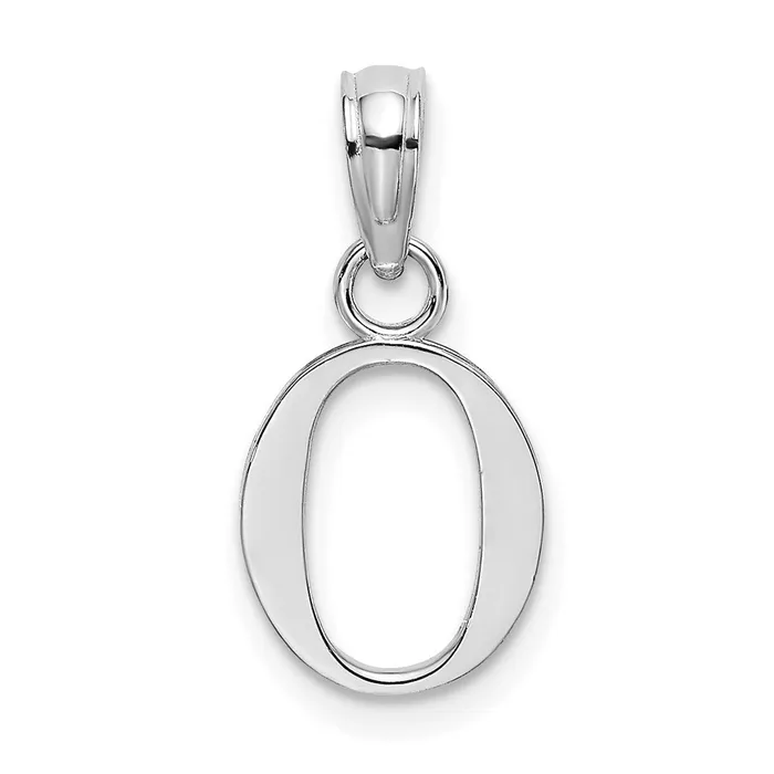 10K White Gold Polished O Block Initial Charm TreasureFineJewelers Charm Necklaces 10K White Gold Polished O Block Initial Charm TreasureFineJewelers Charm Necklaces