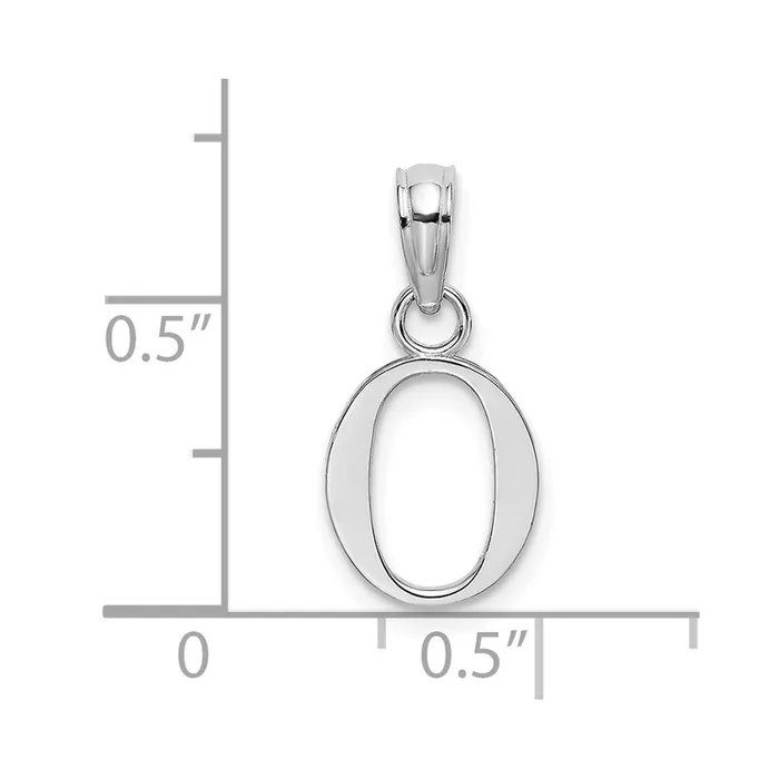 10K White Gold Polished O Block Initial Charm TreasureFineJewelers Charm Necklaces