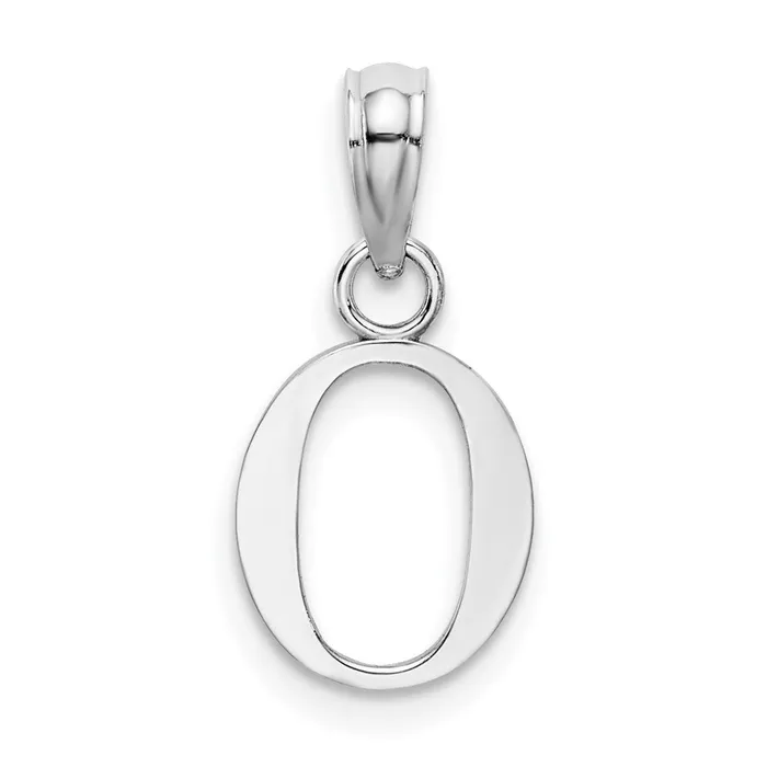 10K White Gold Polished O Block Initial Charm TreasureFineJewelers Charm Necklaces