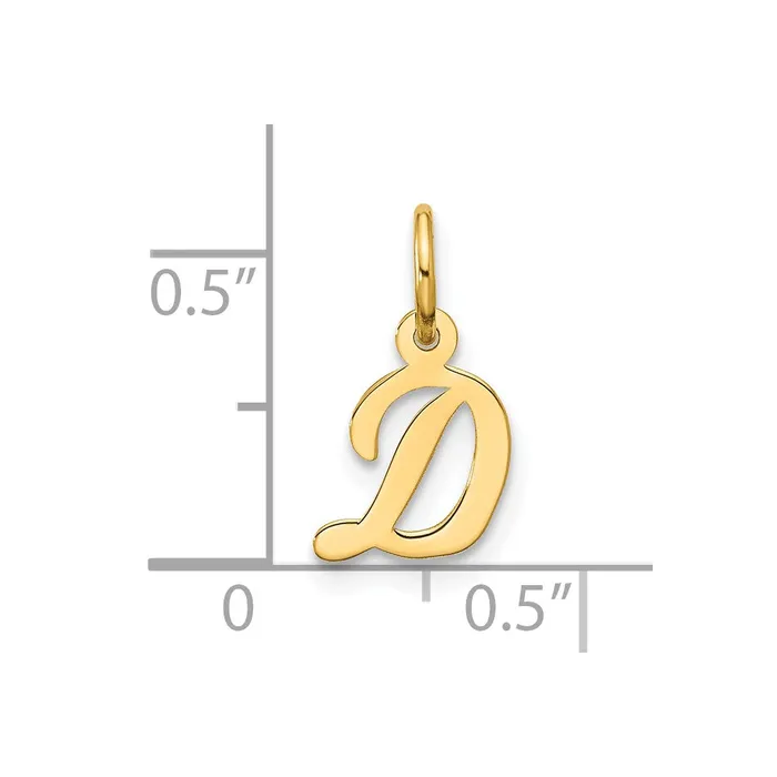 10k Yellow Gold Small Script Initial D Charm TreasureFineJewelers Charm Necklaces