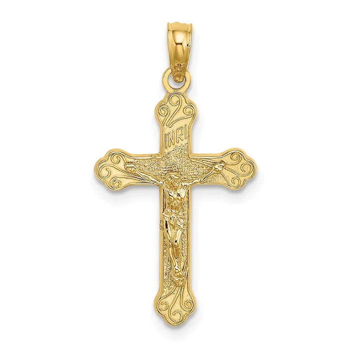 14K Inri Crucifix W Scroll Tips Charm TreasureFineJewelers Charm Necklaces 14K Inri Crucifix W Scroll Tips Charm TreasureFineJewelers Charm Necklaces