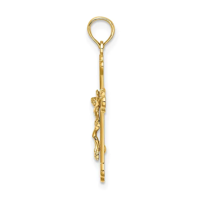14K Inri Crucifix W Scroll Tips Charm TreasureFineJewelers Charm Necklaces
