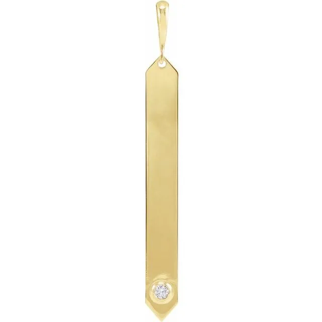 14K Yellow Gold 03 CTW Natural Diamond Engravable Bar Pendant TreasureFineJewelers Necklaces 14K Yellow Gold 03 CTW Natural Diamond Engravable Bar Pendant TreasureFineJewelers Necklaces
