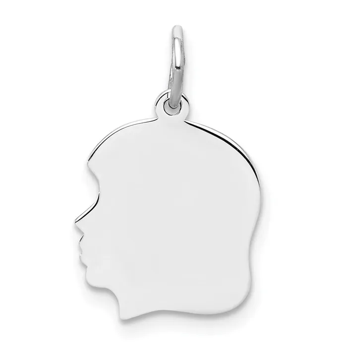 Charm Necklaces Sterl Silver Rhplt Engraveable Girl Polished FrontSatin Back Disc Charm TreasureFineJewelers Charm Necklaces Sterl Silver Rhplt Engraveable Girl Polished FrontSatin Back Disc Charm TreasureFineJewelers