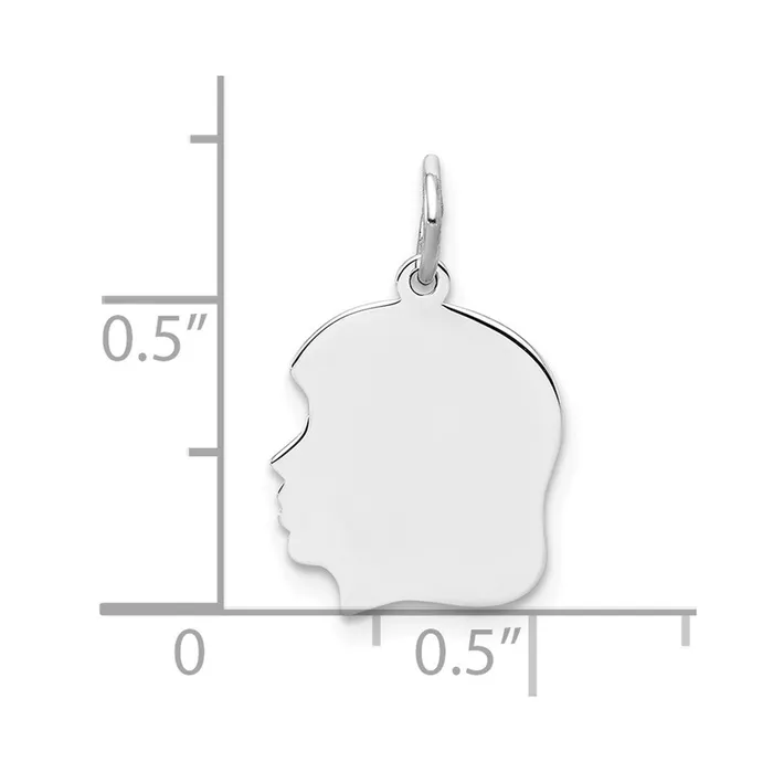 Charm Necklaces Sterl Silver Rhplt Engraveable Girl Polished FrontSatin Back Disc Charm TreasureFineJewelers
