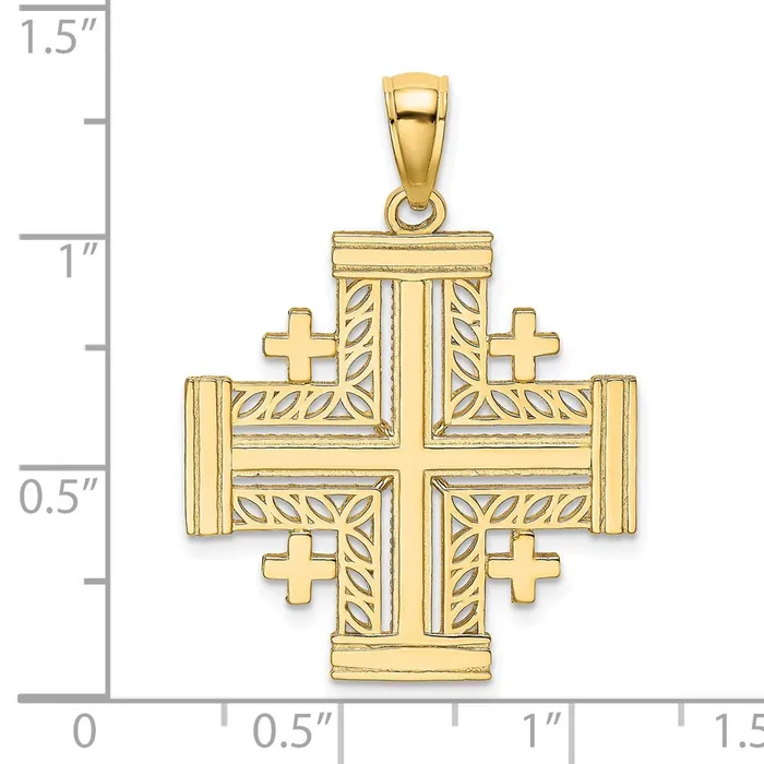 Charm Necklaces TreasureFineJewelers 14K CutOut Jerusalem Cross Charm