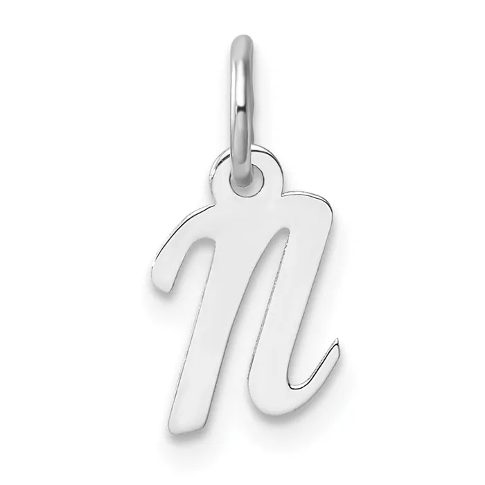 Charm Necklaces TreasureFineJewelers 14k White Gold Small Script Letter N Initial Charm Charm Necklaces TreasureFineJewelers 14k White Gold Small Script Letter N Initial Charm